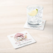 Pink Woodland Mushroom Kinderdusche Papier Unterse Rechteckiger Pappuntersetzer (Vor Ort)