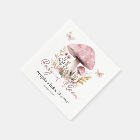 Pink Woodland Mushroom Kinderdusche Serviette (Ecke)