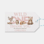 Pink Woodland Wild 1. Geburtstag Geschenkanhänger (Vorderseite (Horizontal))