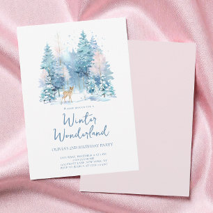 Pink Woodland Winter Wonderland 2. Geburtstag Part Einladung