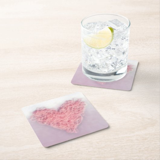 Pink Woolen Knitter Herzpapier Untersetzer (Vor Ort)