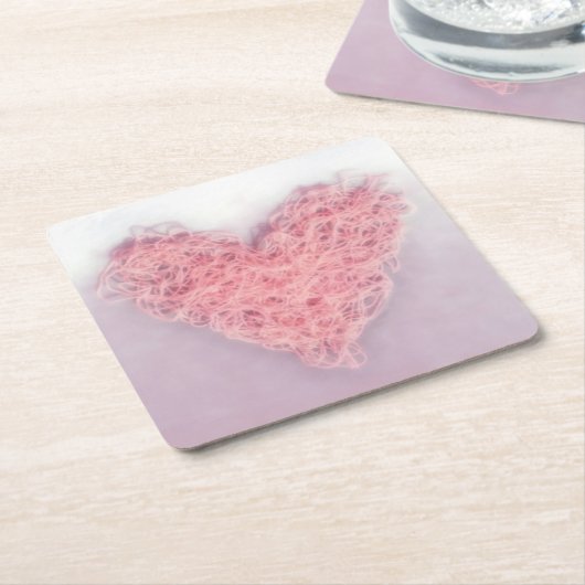 Pink Woolen Knitter Herzpapier Untersetzer (angewinkelt)