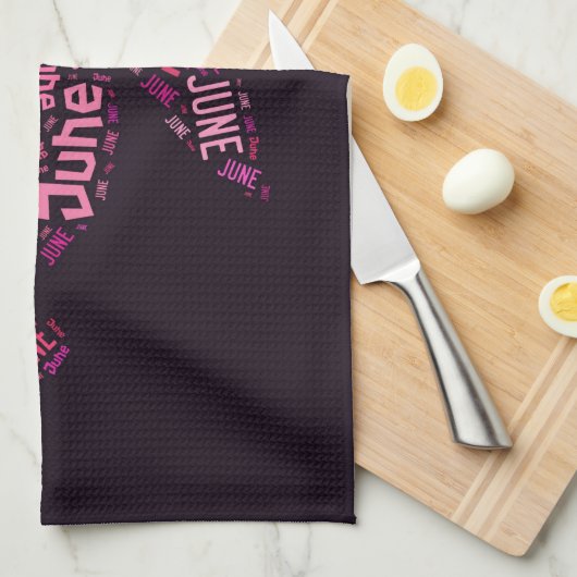 Pink Word Cloud June Flower Text Geschirrtuch (Viertel Falte)