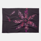 Pink Word Cloud June Flower Text Geschirrtuch (Horizontal)