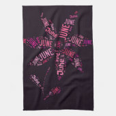 Pink Word Cloud June Flower Text Geschirrtuch (Vertikal)