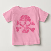 Pink Work Skull und Crossbones Baby T - Shirt (Vorderseite)