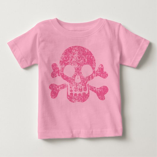 Pink Work Skull und Crossbones Baby T - Shirt (Vorderseite)