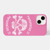 Pink Work Skull und Crossbones iPhone Hülle (Rückseite (Horizontal))