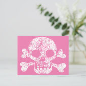 Pink Work Skull und Crossbones Postkarte (Stehend Vorderseite)