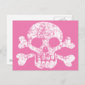 Pink Work Skull und Crossbones Postkarte (Vorne/Hinten)