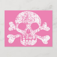 Pink Work Skull und Crossbones Postkarte