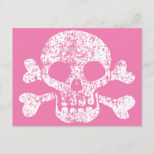 Pink Work Skull und Crossbones Postkarte