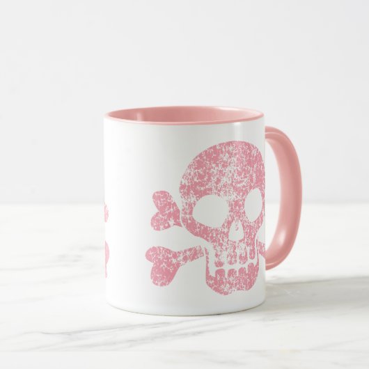 Pink Work Skull und Crossbones Tasse (VorderseiteRechts)