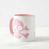 Pink Work Skull und Crossbones Tasse (Vorderseite Links)