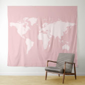 Pink World Map Detaillierte Globe-Hintergrund-Band Wandteppich (Beispiel (Horizontal))