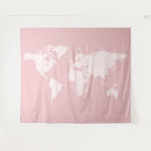 Pink World Map Detaillierte Globe-Hintergrund-Band Wandteppich (Vorderseite (Horizontal))