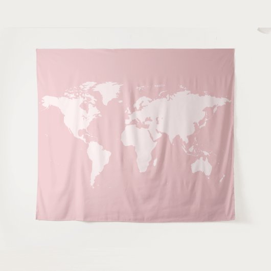 Pink World Map Detaillierte Globe-Hintergrund-Band Wandteppich (Vorderseite (Horizontal))