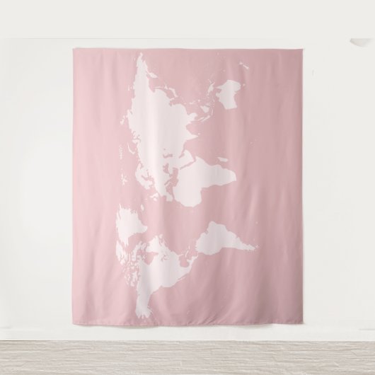 Pink World Map Detaillierte Globe-Hintergrund-Band Wandteppich (Vorderseite)