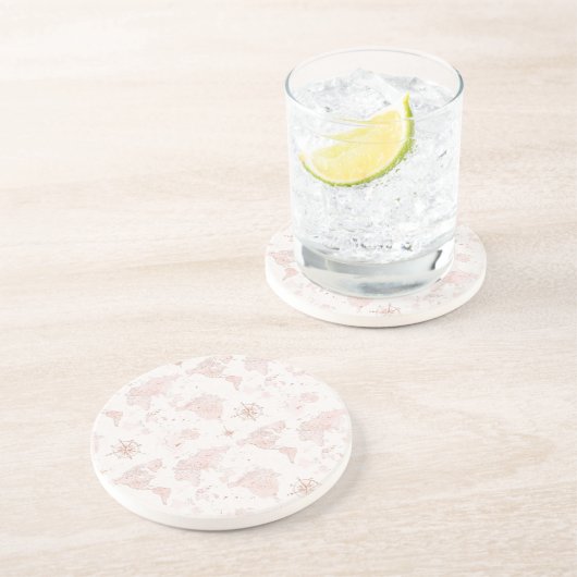 Pink World Map Getränkeuntersetzer (Seite)