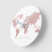 Pink World Map Globe Runde Wanduhr (Winkel)