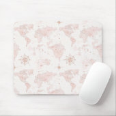 Pink World Map Mousepad (Mit Mouse)