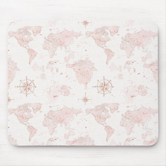 Pink World Map Mousepad (Vorne)