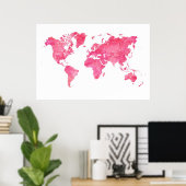 Pink World Map Poster (Heimbüro)