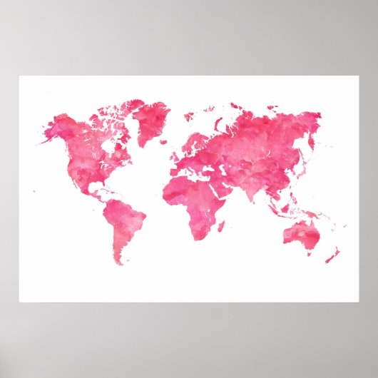 Pink World Map Poster (Vorne)