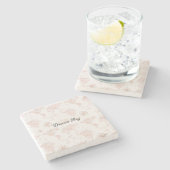 Pink World Map Steinuntersetzer (Seitenansicht)