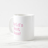 Pink Worlds Best Boss Typografy Kaffeetasse (Vorderseite Links)
