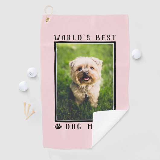 Pink World's Best Dog Mama Paw Prints Pet Foto Golfhandtuch (Insitu)