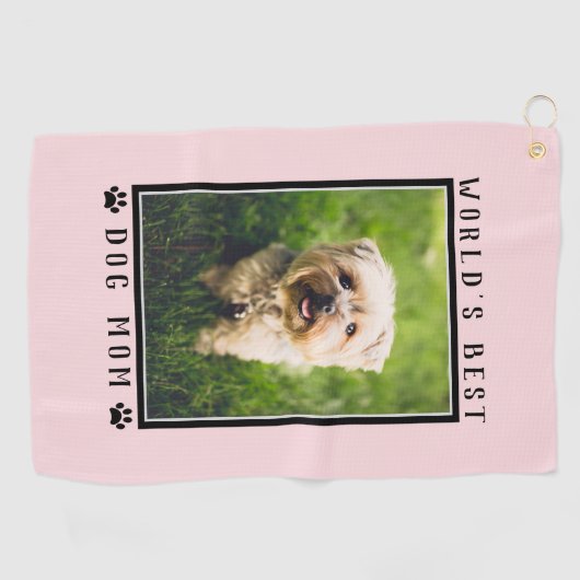 Pink World's Best Dog Mama Paw Prints Pet Foto Golfhandtuch (Horizontal)