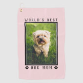 Pink World's Best Dog Mama Paw Prints Pet Foto Golfhandtuch (Vorderseite)
