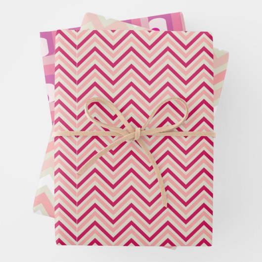 Pink Wrapping Paper Flat Sheet Set 3 Geschenkpapier Set (Beispiel)