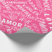 Pink Wrapping Paper mit mehrsprachiger Liebe Text Geschenkpapier (Ecke)