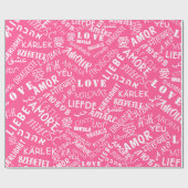 Pink Wrapping Paper mit mehrsprachiger Liebe Text Geschenkpapier (Flach)