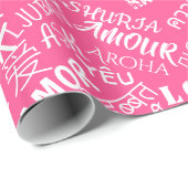 Pink Wrapping Paper mit mehrsprachiger Liebe Text Geschenkpapier (Rolleneckpunkt)