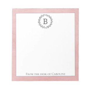 Pink Wreath Monogram Notepad Notizblock
