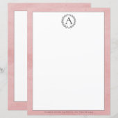 Pink Wreath Monogram Stationierung (Vorne/Hinten)