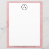 Pink Wreath Monogram Stationierung (Vorderseite)