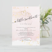 Pink x Gold Sweetheart Baby Showerby Mail Einladung (Stehend Vorderseite)