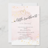 Pink x Gold Sweetheart Virtual Baby Dusche Einladung (Vorderseite)