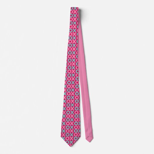 PInk X O Kisses Hugs Pattern Fun Romantic Krawatte (Vorderseite)