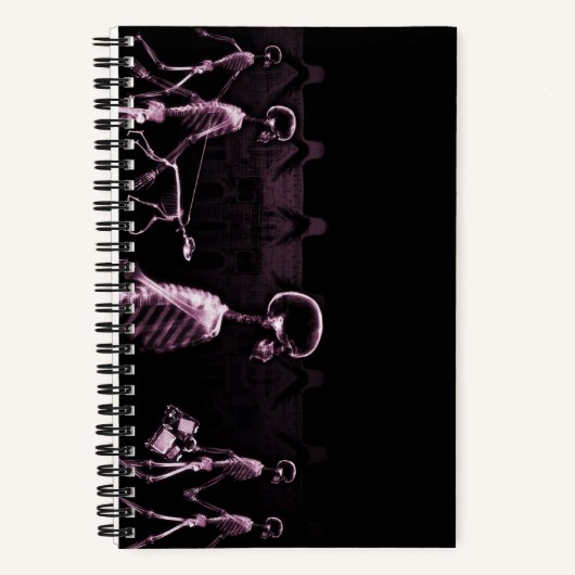 Pink X-Ray Skeleton City Scene Notizblock (Vorderseite)