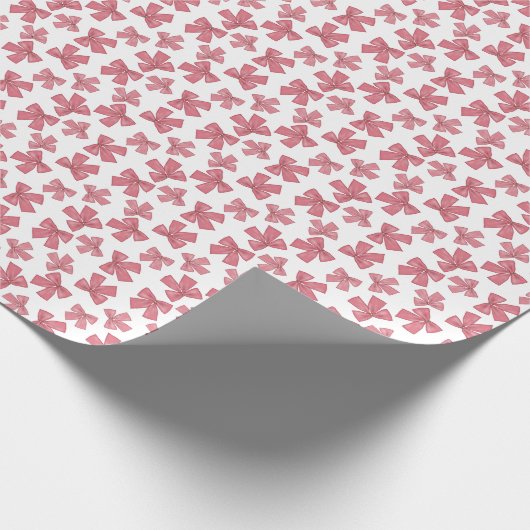 Pink Xmas Bows Wrapper Paper Geschenkpapier (Ecke)