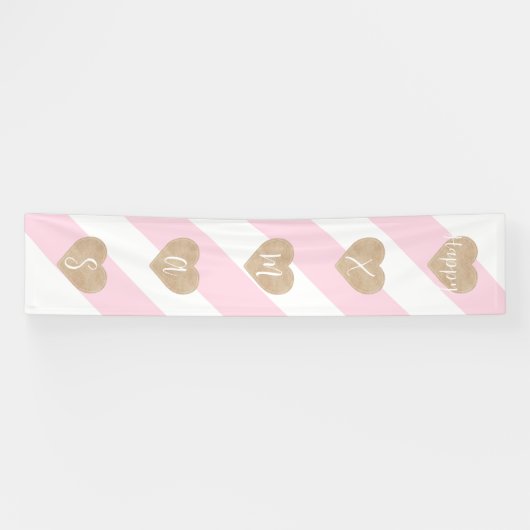 Pink Xmas Candy Cane Gingerbrett Banner (Horizontal)