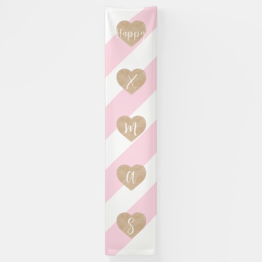 Pink Xmas Candy Cane Gingerbrett Banner (Vertikal)