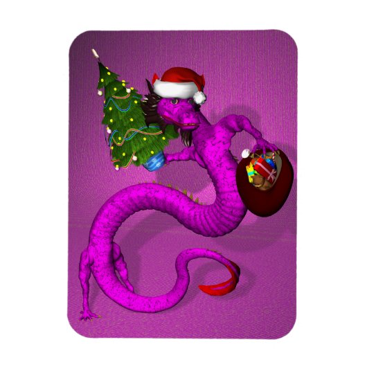 Pink Xmas Dragon Magnet (Vertikal)