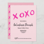 Pink XOXO Chic Galentine's Brunch Party Einladung (Vorne/Hinten)
