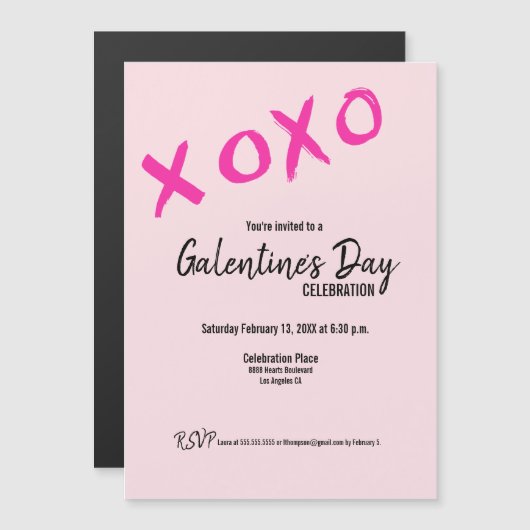 Pink Xoxo Custom Galentine's Party Magneteinladung (Vorne/Hinten)